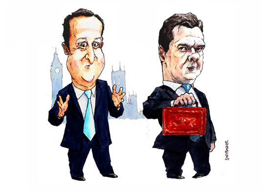David Cameron and George Osborne caricature