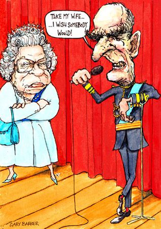 Queen Elizabeth Philip editorial - UK Political Cartoonist Cartoons