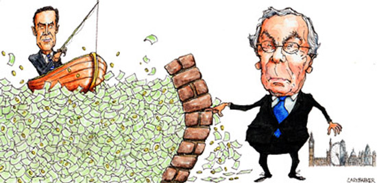 Mervyn King and Mark Carney caricature