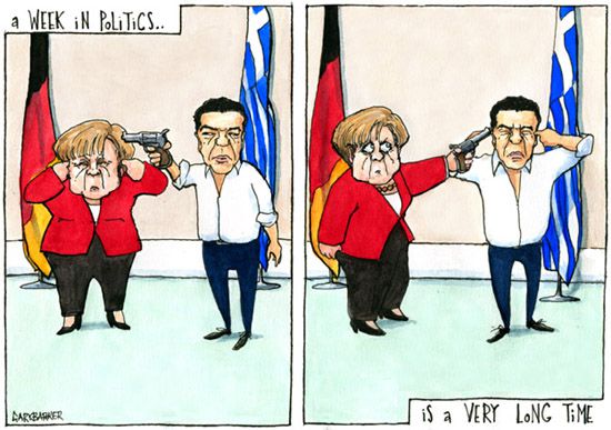 Greek Merkel Tsipras cartoon