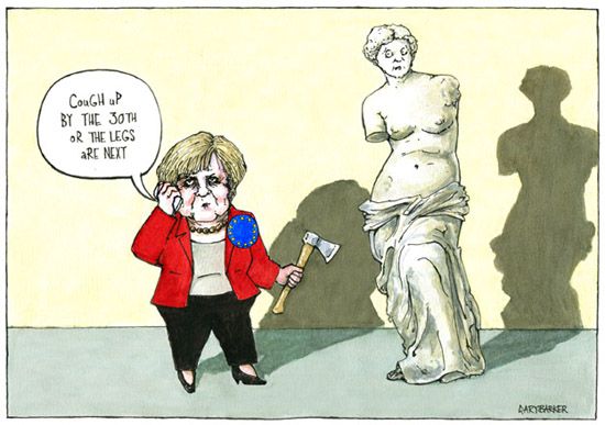 Greek EU debt Angela Merkel cartoon