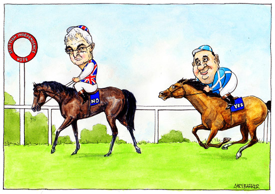 Racing Alistair Darling Alex Salmond cartoon